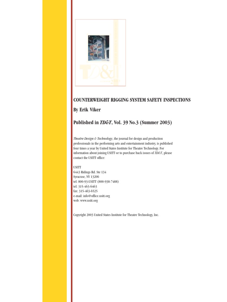 Counterweight Rigging System Safety Inspections by Erik Viker Published ...