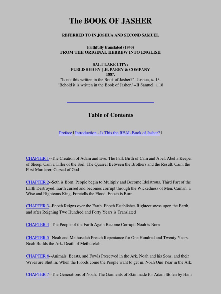 The Book of Jasher PDF | PDF | Classics