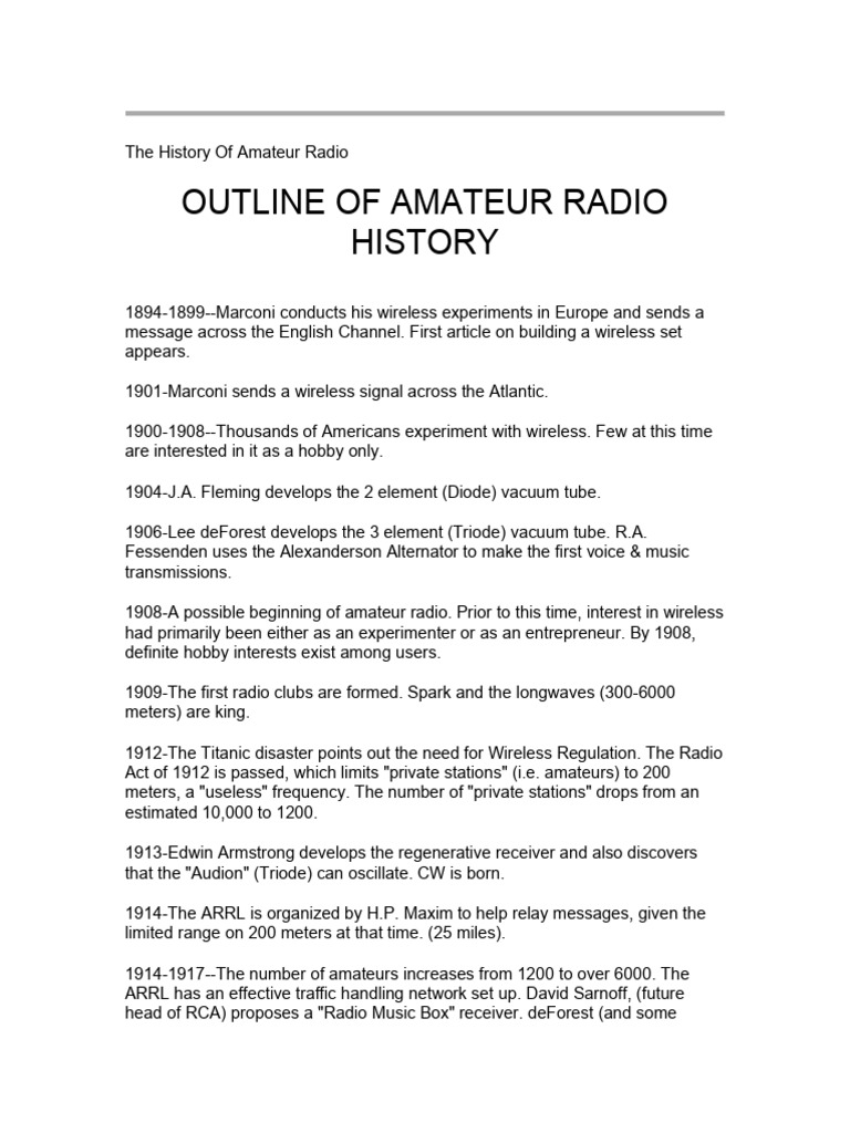 History Of Ham Radio Pdf Radio Spectrum Transmitter