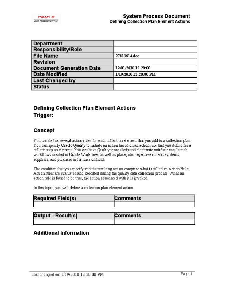 Defining Collection Plan Element Actions - SPD | PDF | Workflow ...
