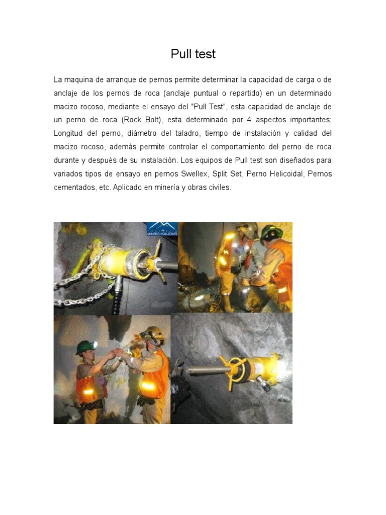 Pruebas de Pull Test en Pernos de Roca | PDF | Minería | Acero