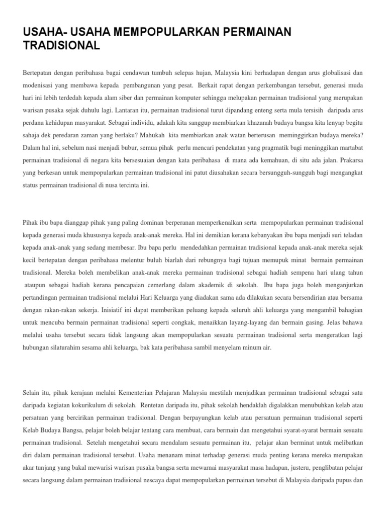 Usaha Permainan Tradisional Pdf