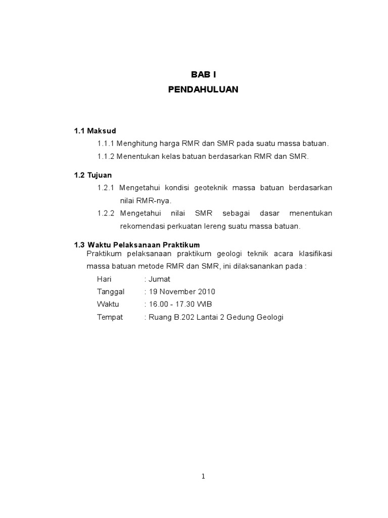 Klasifikasi RMR dan SMR dalam Geoteknik | PDF | Metode & Bahan Ajar ...