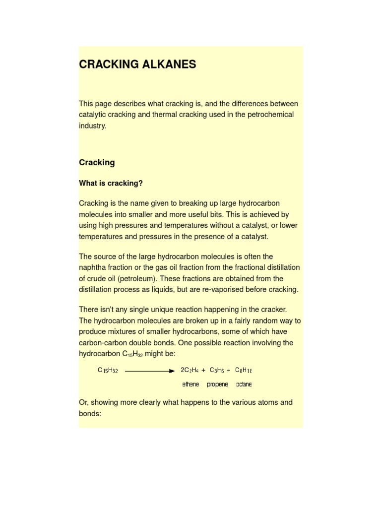 Understanding Alkane Cracking Methods | PDF | Cracking (Chemistry) | Alkane