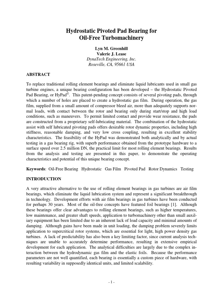 Hydrostatic Bearings Pad | PDF | Bearing (Mechanical) | Computational ...