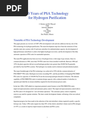 30 Years Of Psa Technology For Hydrogen Adsorption Hydrogen