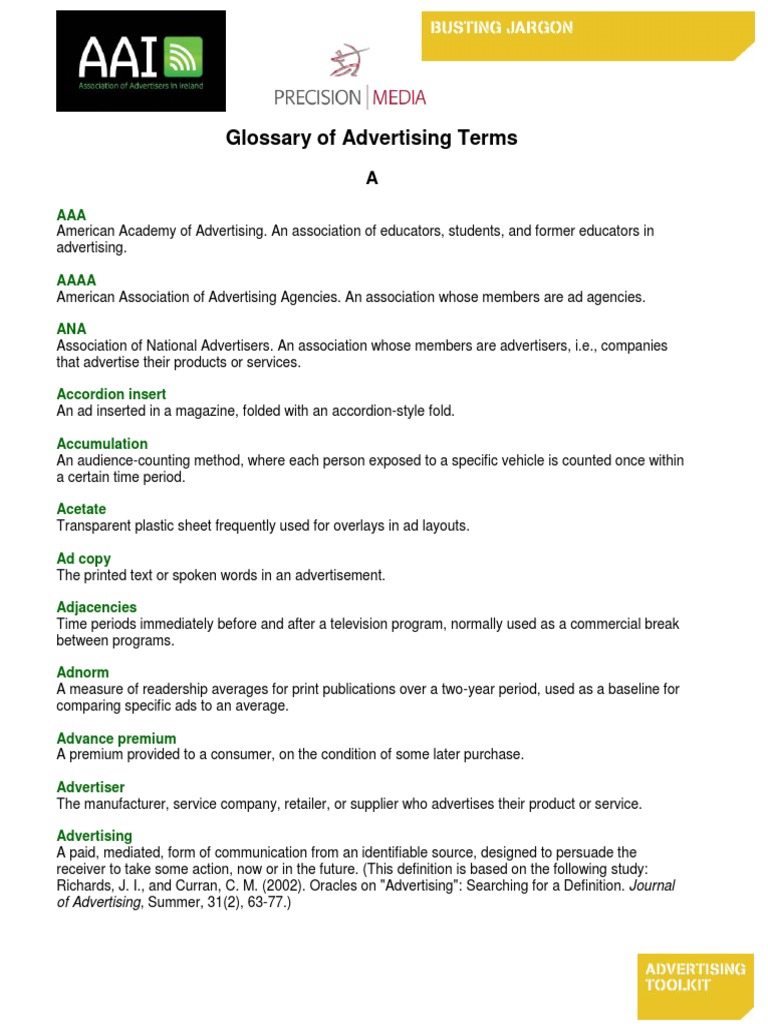 Glossary of Advertising Terms | PDF