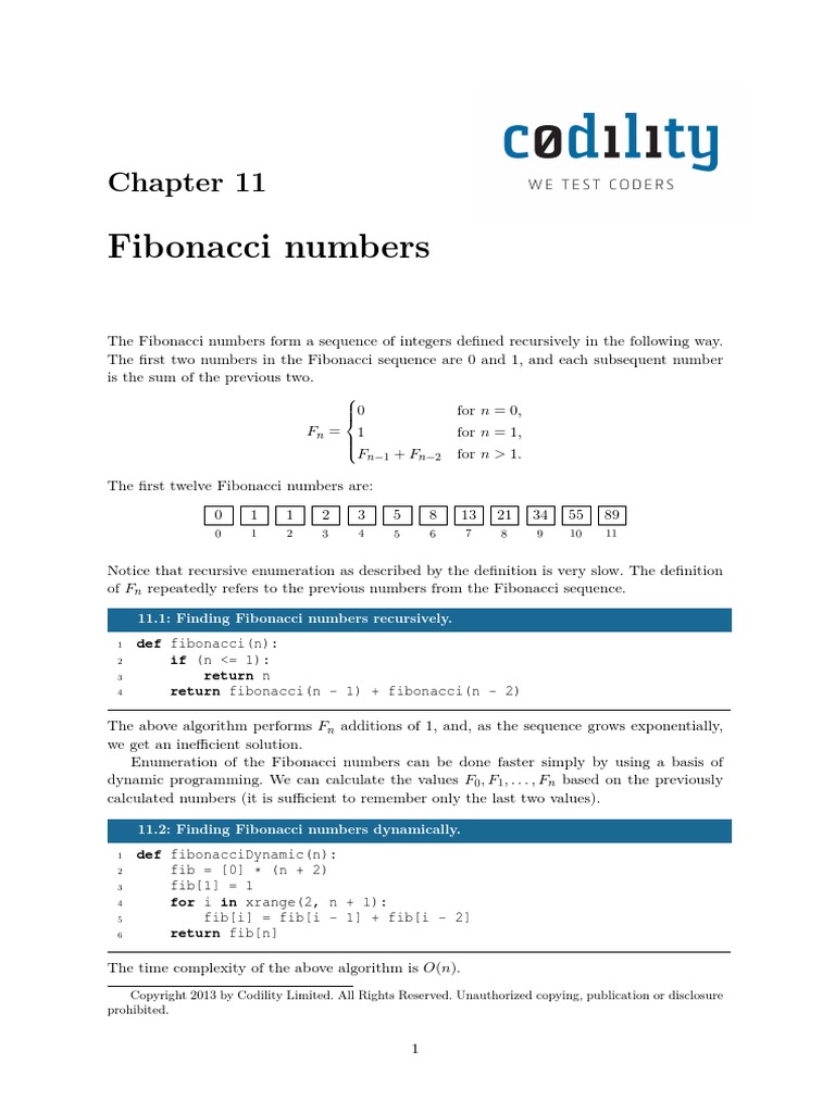 11 Fibonacci | PDF | Time Complexity | Sequence
