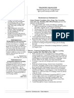 Sample Training Manager Resume PDF