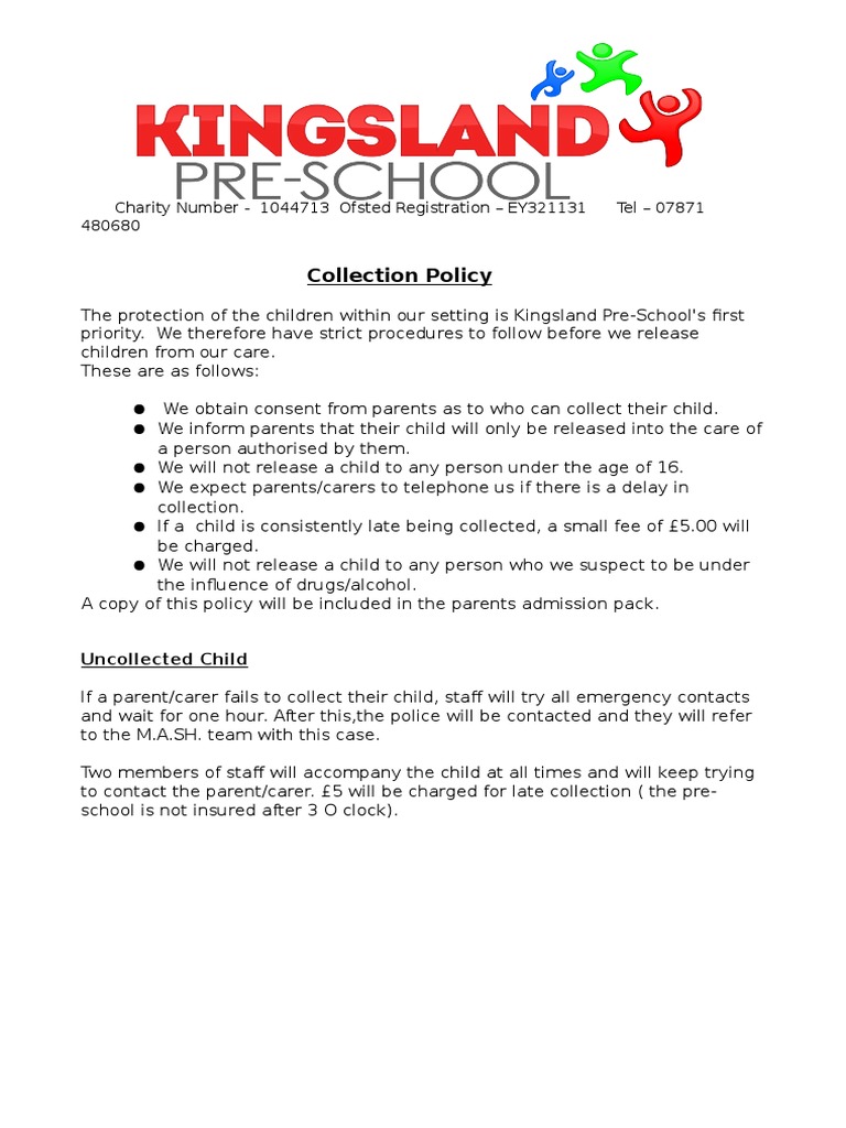 Kingsland Pre-School Collection Policy | PDF