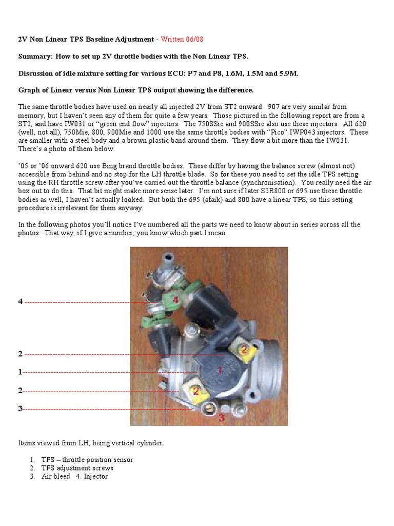 2V TPS Non-Linear Adjustment Guide | PDF | Throttle | Machines