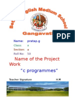 Name of The Project Work: "C Programmes"