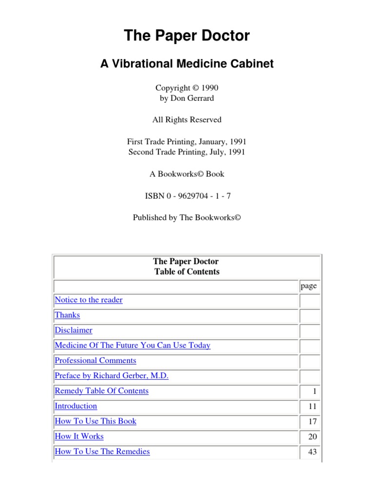 The Paper Doctor A Vibrational Medicine PDF Homeopathy