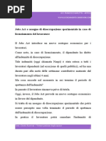 Jobs Act e Assegno Di Disoccupazione Sperimentale in Caso Di Licenziamento Del Lavoratore