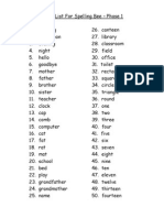 Word List For Spelling Bee