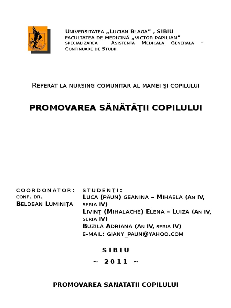 Promovarea Sănătăţii Copilului