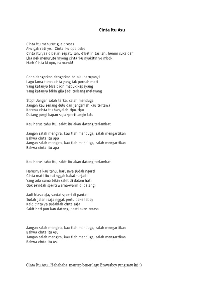 Lirik Cinta Itu Asu Pdf