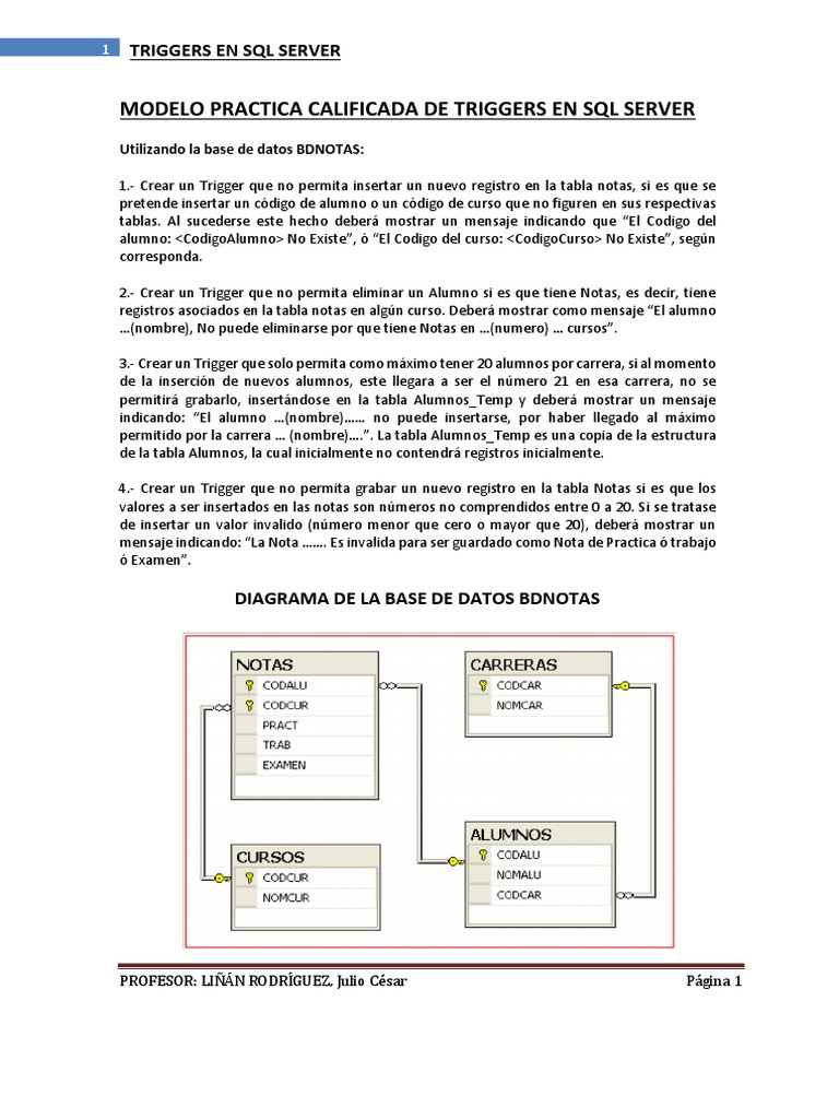 Práctica de Triggers en SQL Server | PDF