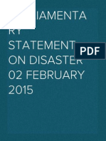 Parliamentary Statement On Disaster 02 February 2015