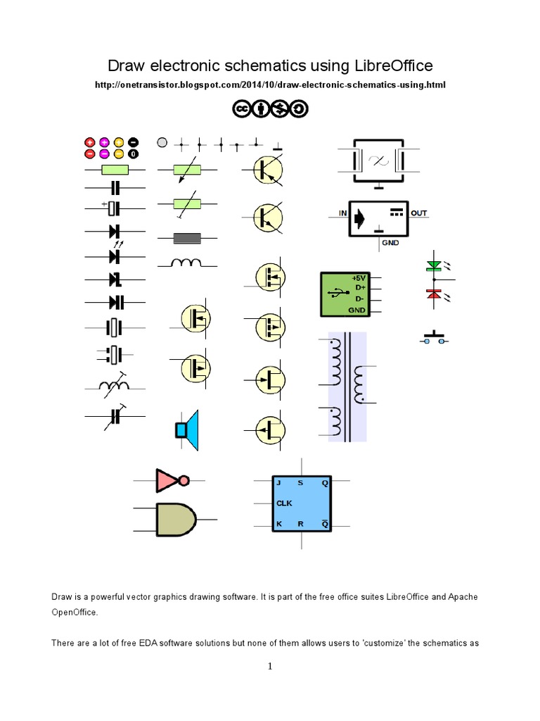 Electronics schematics in LibreOffice Draw Electrical Engineering
