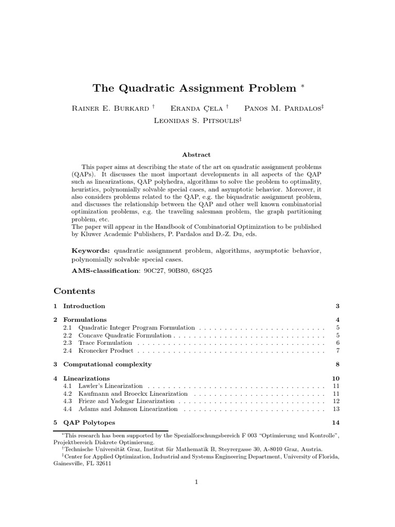 Qap Bericht | PDF | Linear Programming | Matrix (Mathematics)