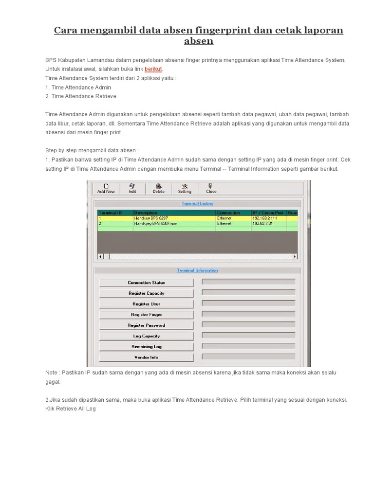 Cara mengambil data absen fingerprint dan cetak laporan ...
