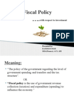 Fiscal Policy: With Respect To Investment