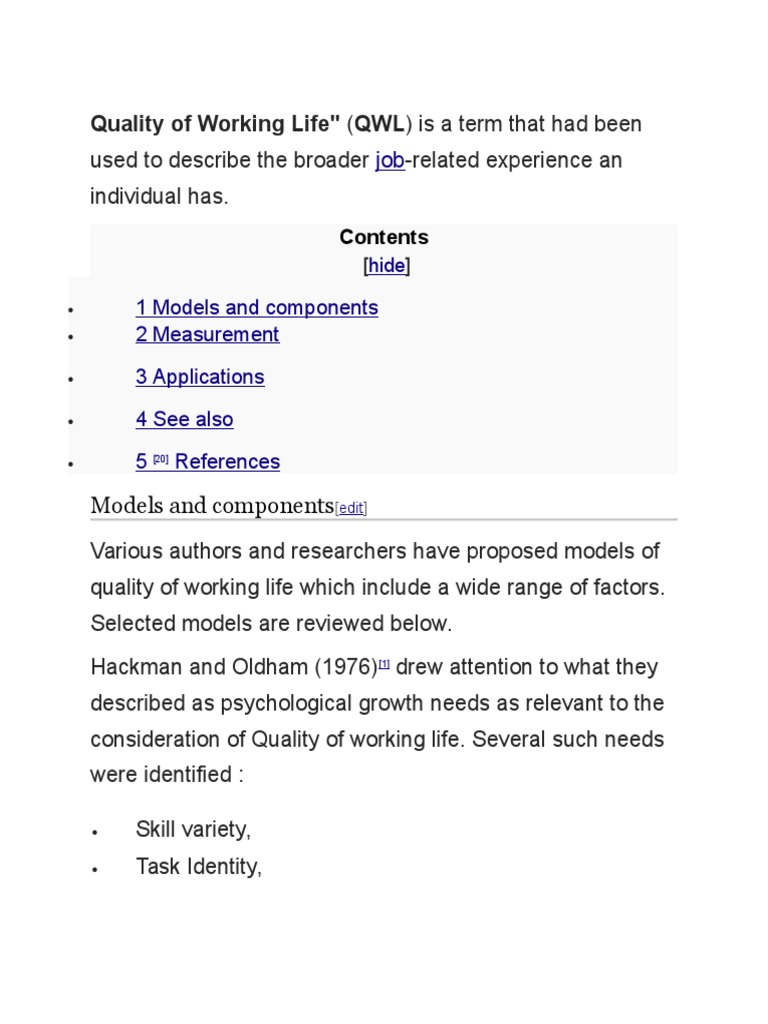 Understanding Quality of Working Life | PDF | Positive Psychology ...