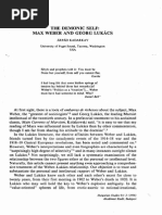 The Demonic Self: Max Weber and Georg Lukács Árpád Kadarkay