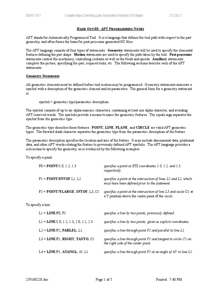 APT Handout | PDF | Geometry | Space