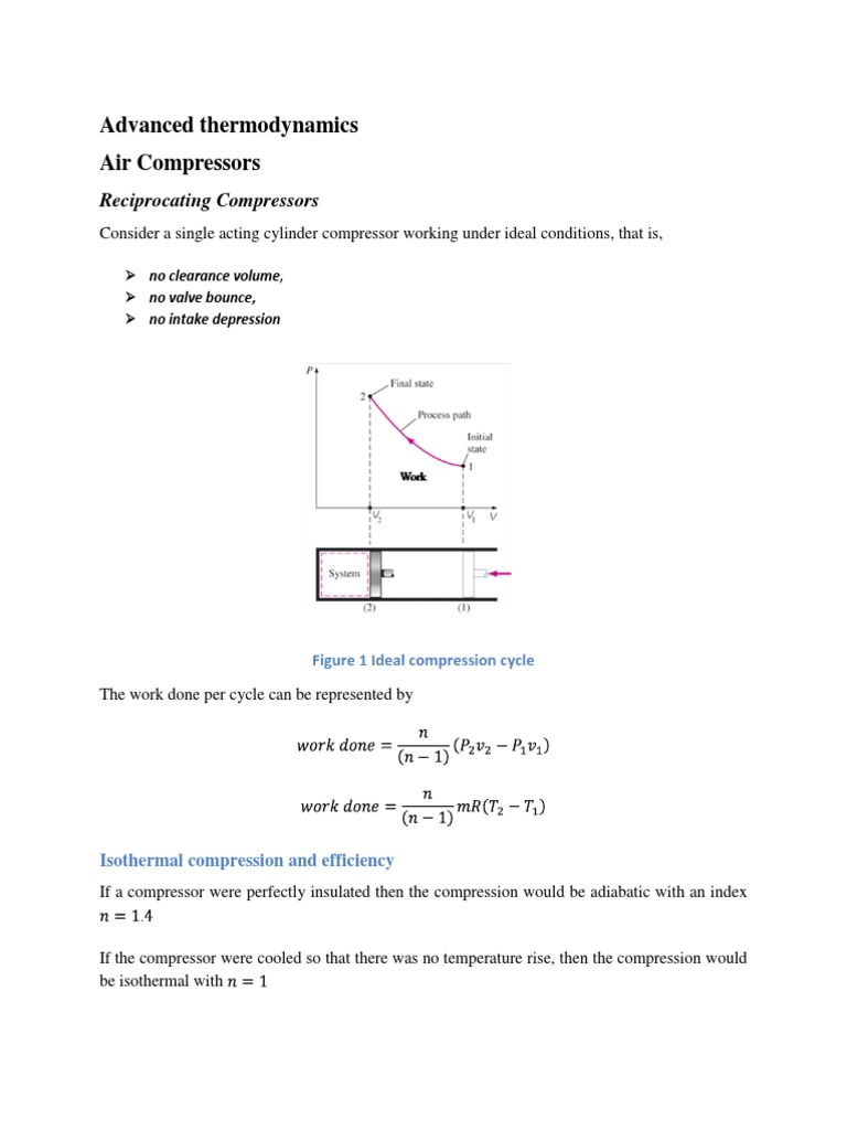 Advanced Thermodynamics Air Compressors | PDF | Gases | Engine Technology