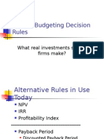 Capital Budgeting Decision Rules: What Real Investments Should Firms Make?