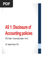 AS 1: Disclosure of Accounting Policies: IPCC Paper 1: Accounting Chapter 1 Unit 2