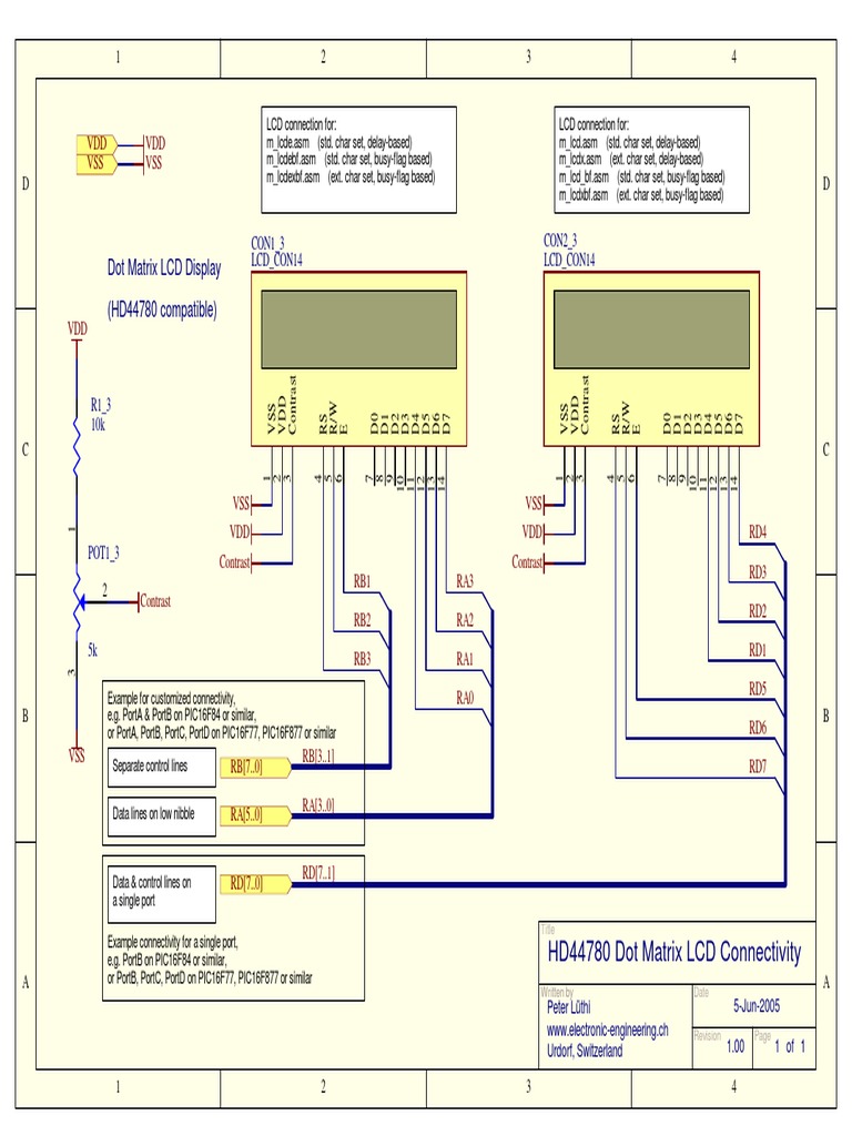Dot Matrix LCD Display (HD44780 Compatible) : CON1 - 3 LCD - CON14 CON2 ...