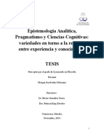 Filosofía Analítica, Prgamatismo y Ciencias Cognitivas: Variedades en Torna A La Relación Entre Experiencia y Conocimieto