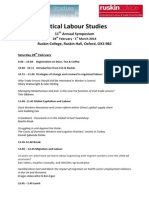 Critical Labour Studies: 11 Annual Symposium Ruskin College, Ruskin Hall, Oxford, OX3 9BZ