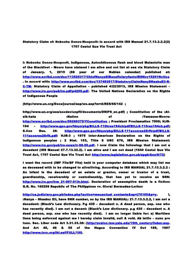 Statutory Claim Template | PDF | Jargon | Common Law