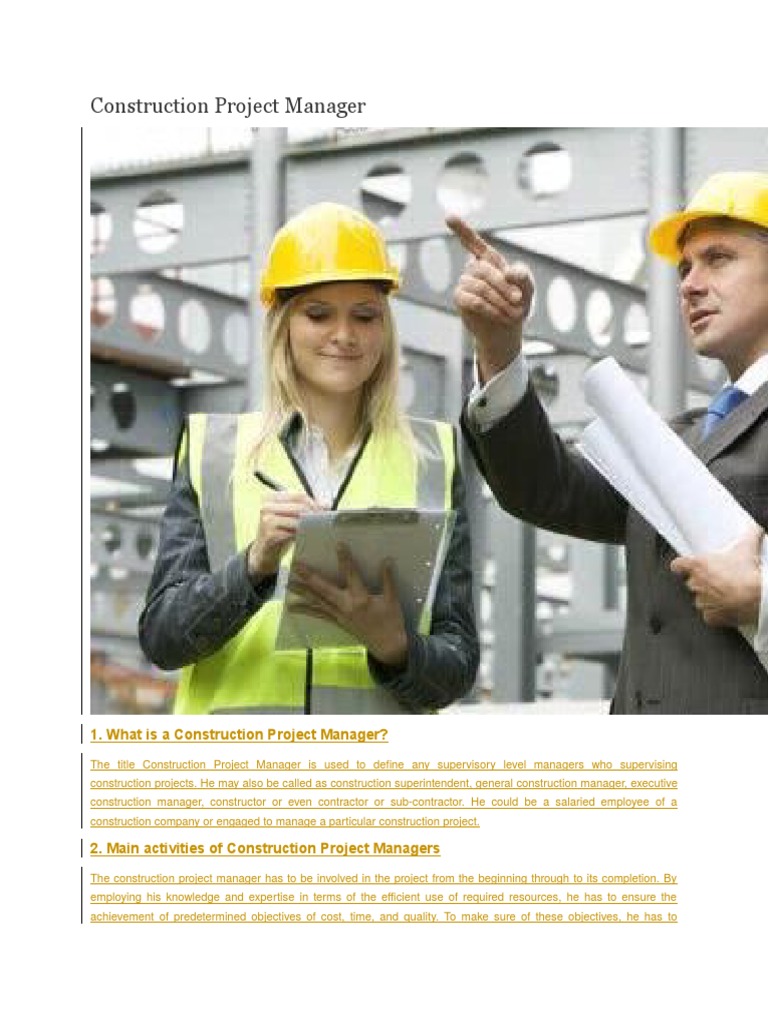 Construction Project Manager Overview | PDF | Construction Management ...