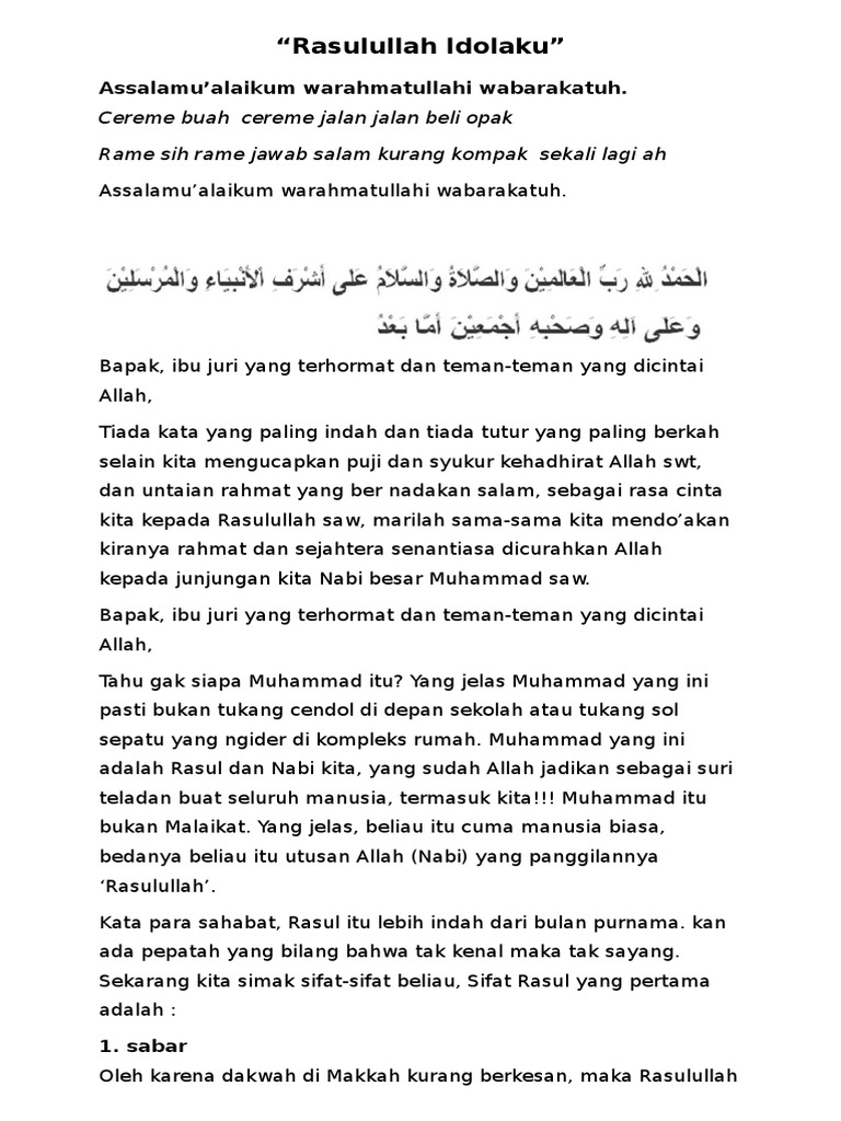 Teks Pidato Nabi Muhammad Idolaku Terbaru Kumpulan Referensi Teks Pidato