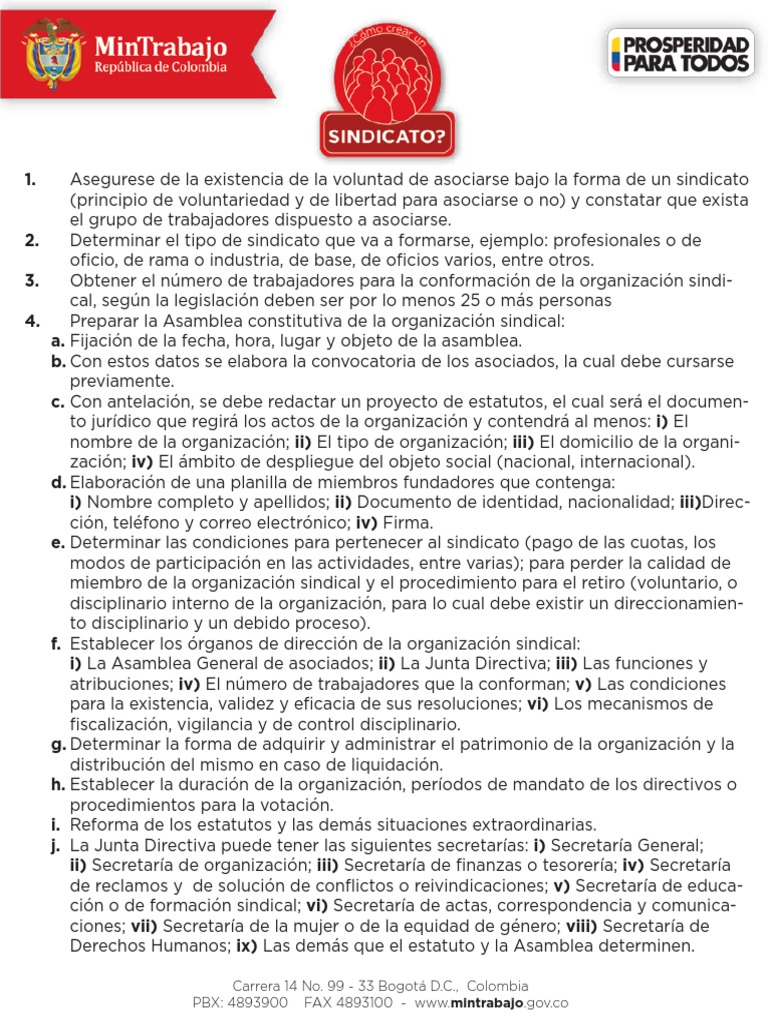 Guía para Formar un Sindicato en Colombia | PDF | Sindicato | Junta ...