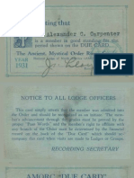1931 AMORC Membership and Dues Card