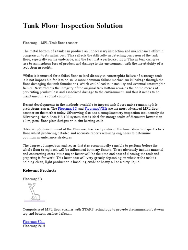 Advanced MFL Tank Floor Inspection Solutions | PDF | Image Scanner ...