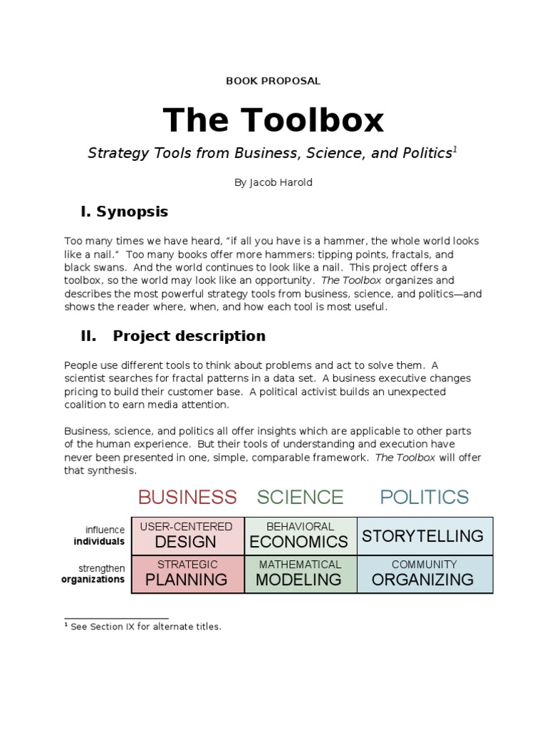 The Toolbox - A Book Proposal (2010) | PDF | Market (Economics) | Design