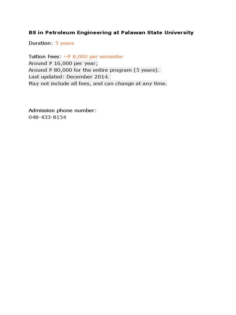 BS in Petroleum Engineering at | PDF | Bachelor Of Science | Master Of Arts