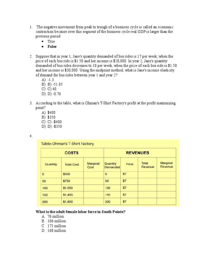 MN - Economic Practice Questions | PDF | Supply (Economics) | Economic ...