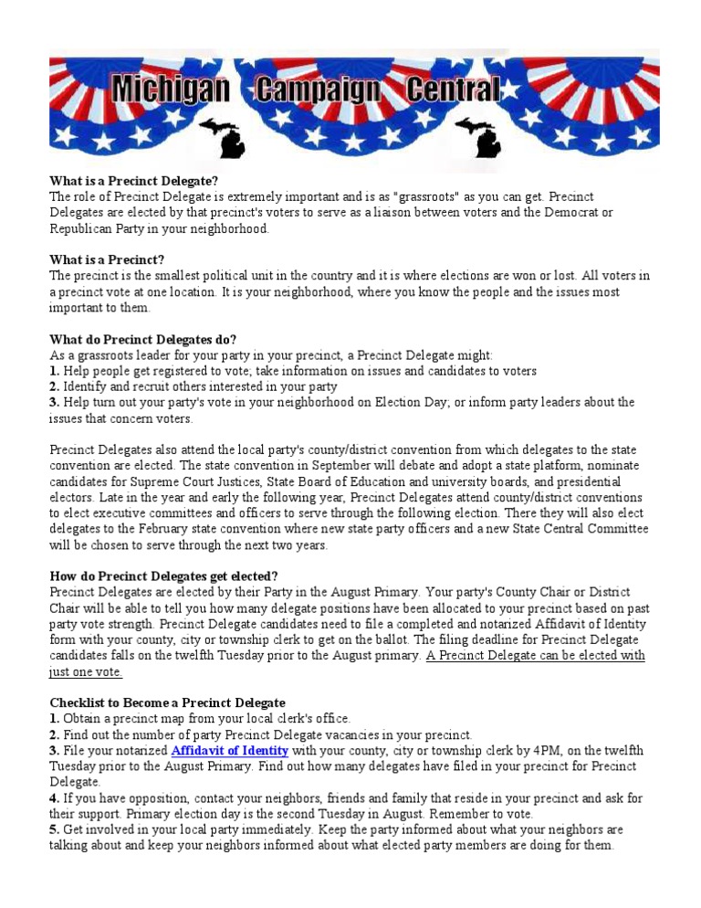 What is a Precinct Delegate Delegate Elections