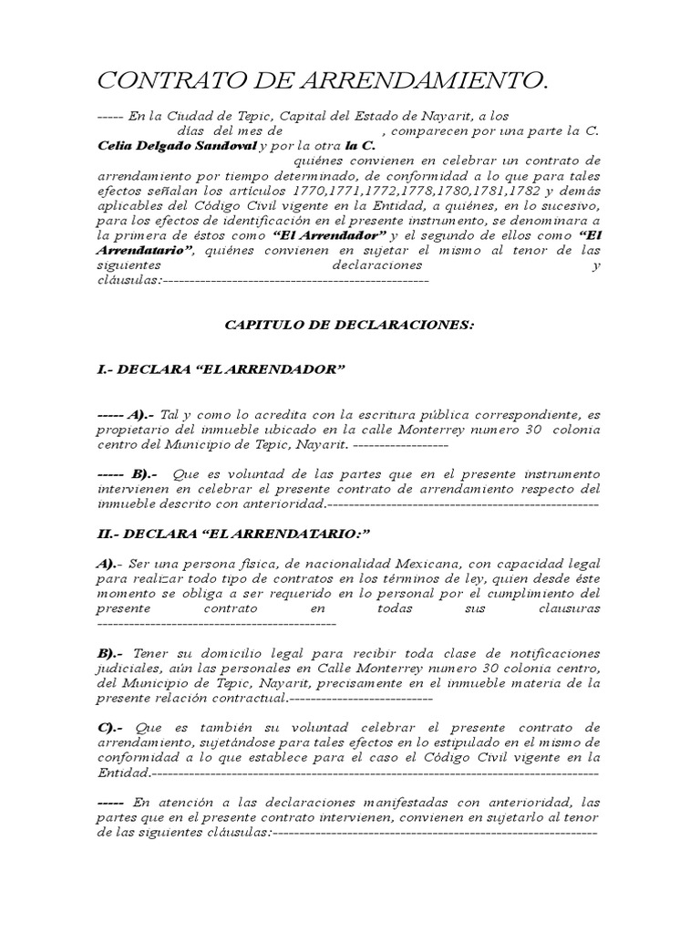 Contrato de Arrendamiento Monterrey (1) Pagos Alquiler
