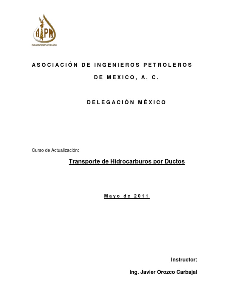 Transporte De Hidrocarburos Por Ducto Pdf Líquidos Petróleo
