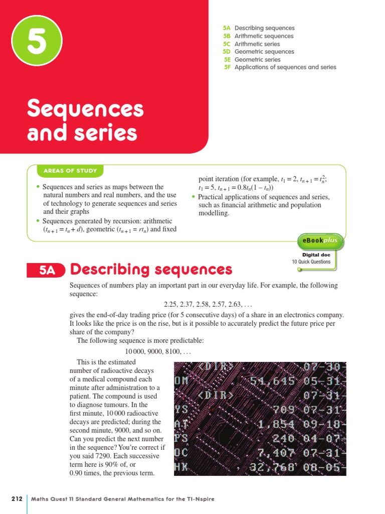 Maths Quest 11 Chapter 5 | PDF | Summation | Sequence