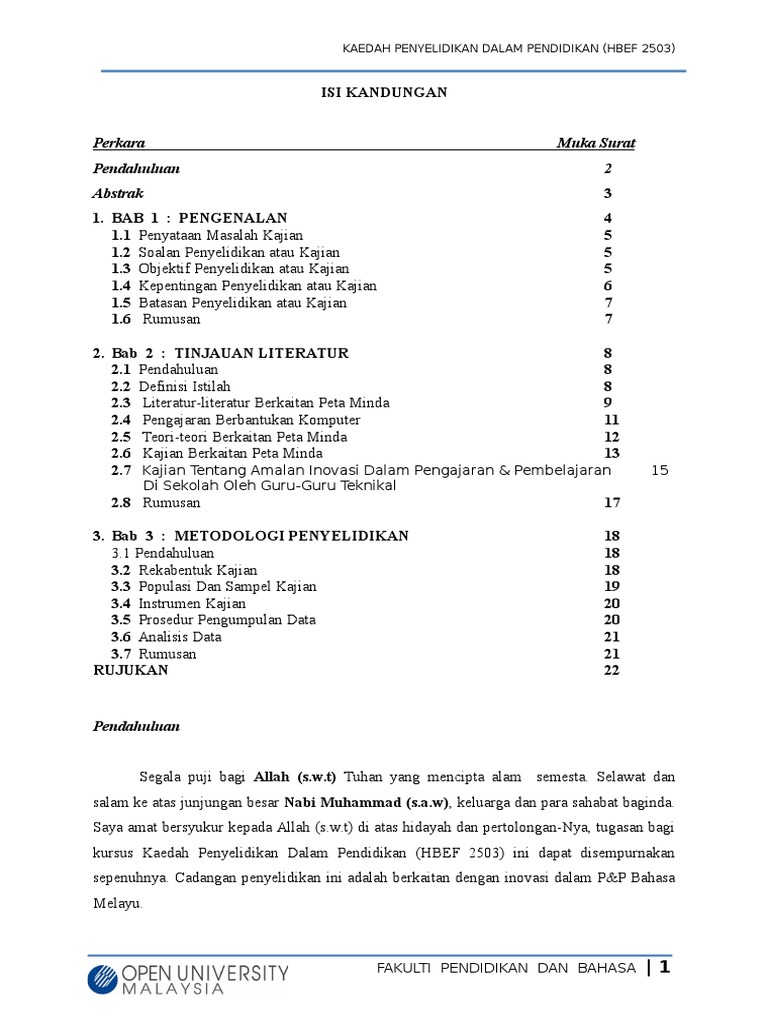 Contoh Kajian Penyelidikan Pdf